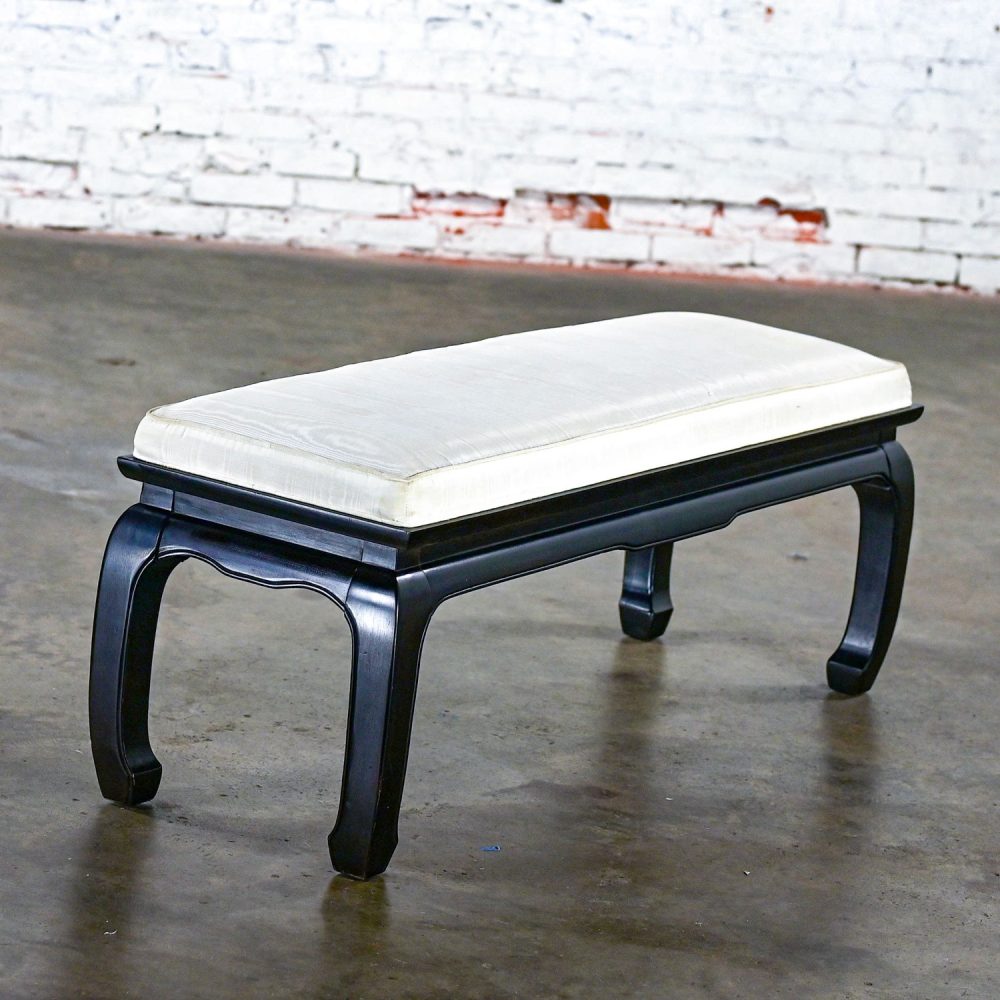 Late 20th Century Chinoiserie Ming Style Black Lacquered Bench by Raymond Sobota for Century Furniture