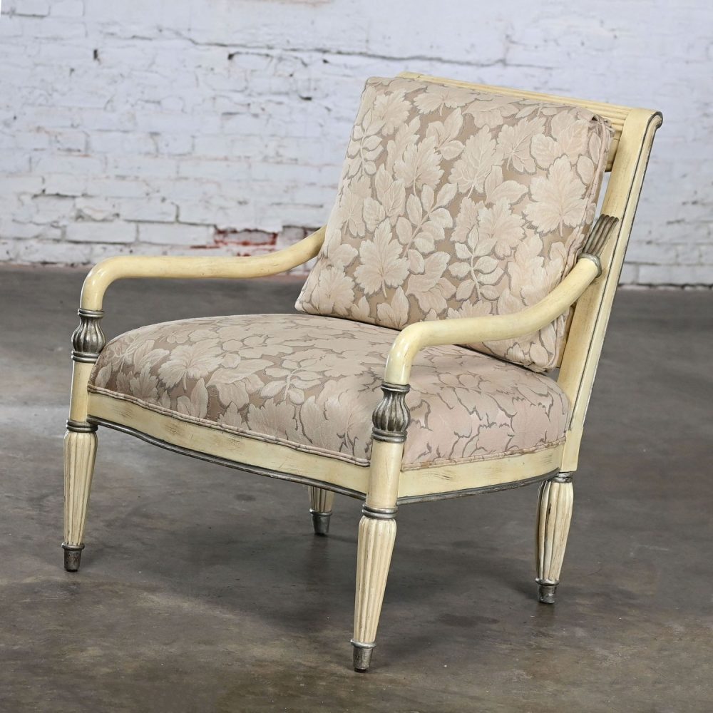 1980’s Neoclassic Large Scale Armchair w/Distressed Finish by Bernhardt from Vargas Fine Furniture