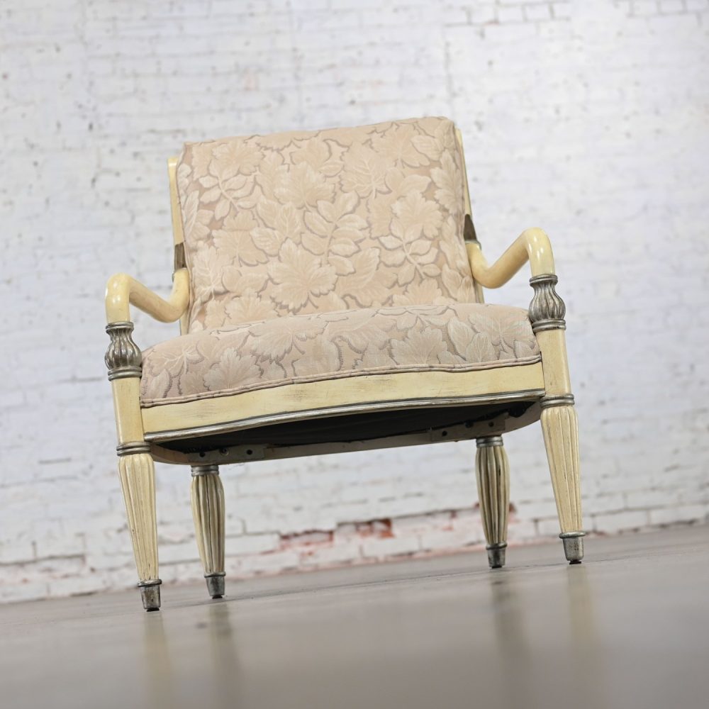 1980’s Neoclassic Large Scale Armchair w/Distressed Finish by Bernhardt from Vargas Fine Furniture