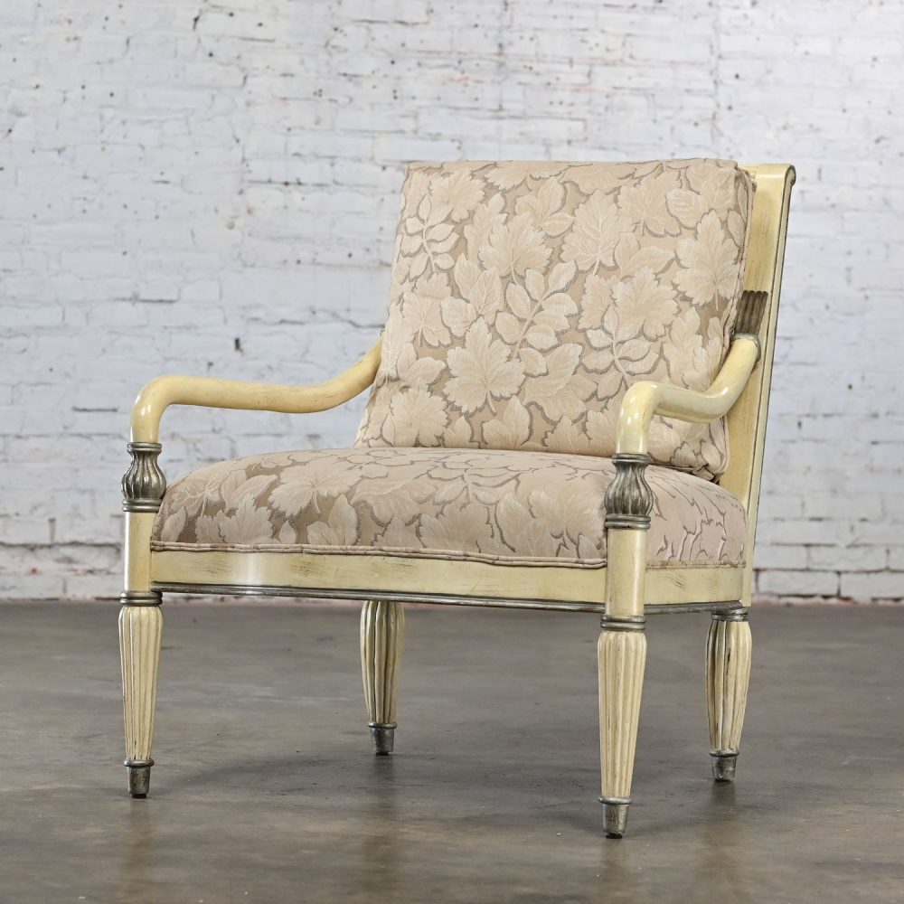 1980’s Neoclassic Large Scale Armchair w/Distressed Finish by Bernhardt from Vargas Fine Furniture