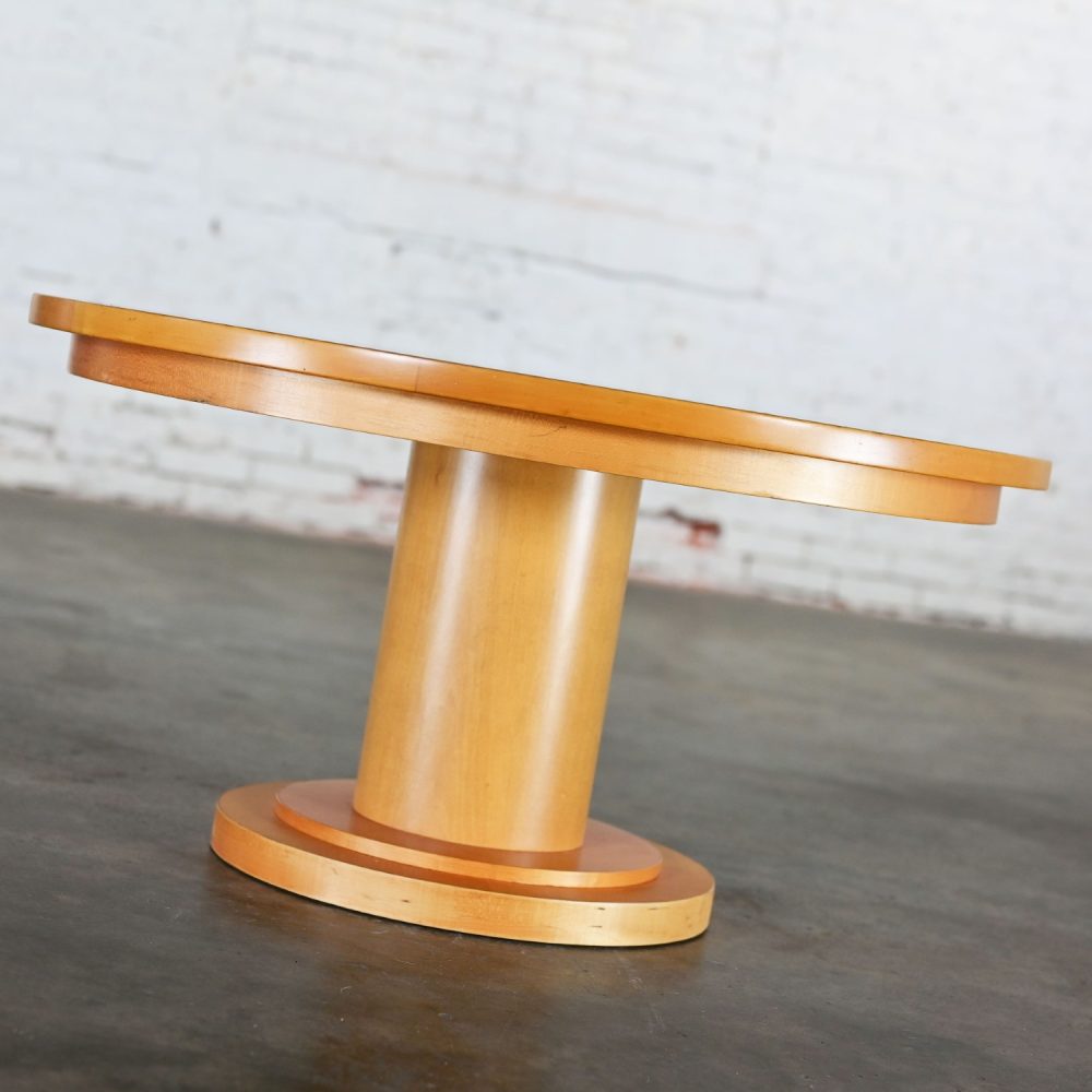 Late 20th Century Modern to Postmodern Pedestal Coffee Table by Michael Graves for Craftwood a Division of Sonnenberg Ind. Ltd.