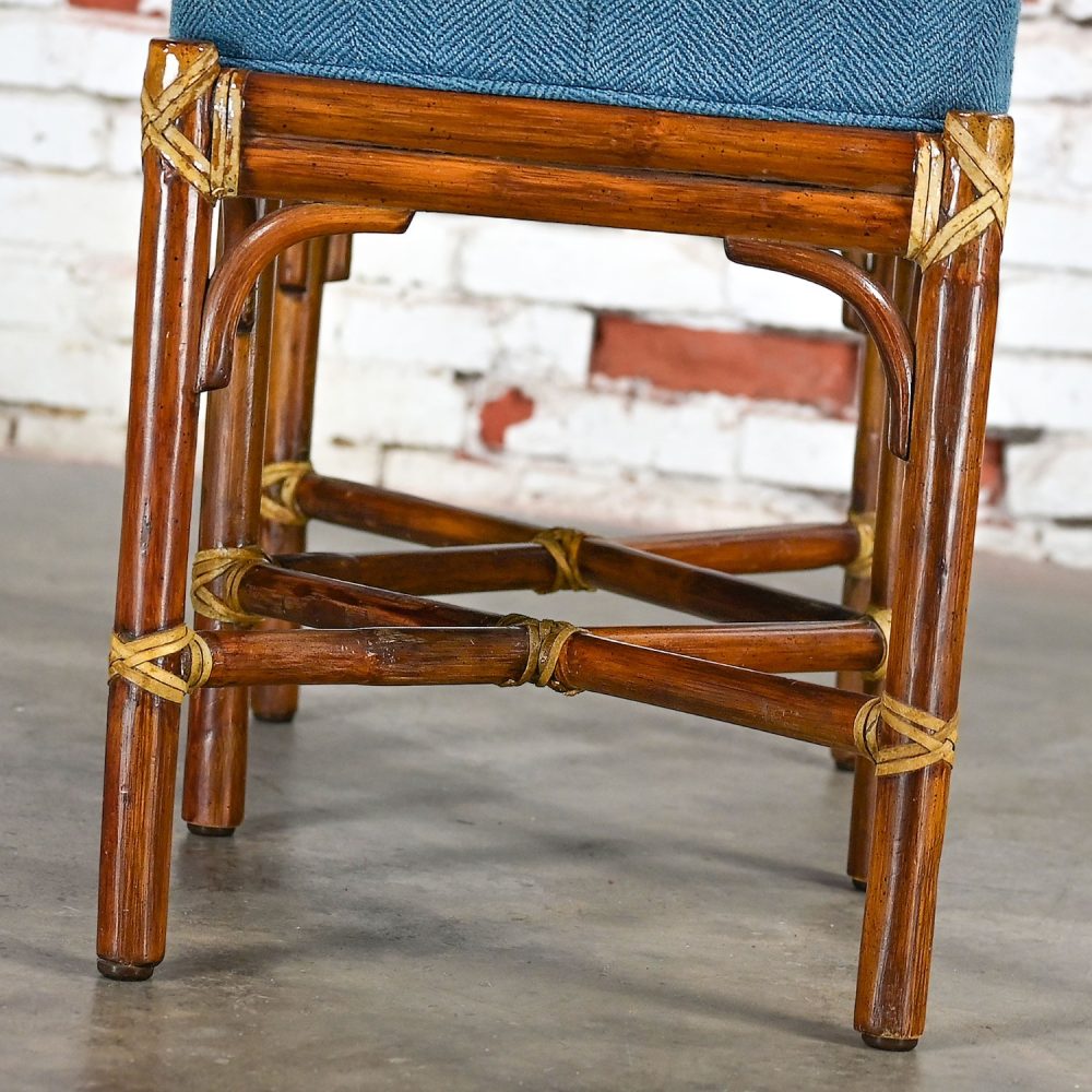 Late 20th Century Coastal Style Bench Rattan & Rawhide Wrapped by McGuire w/ Removeable Cushion