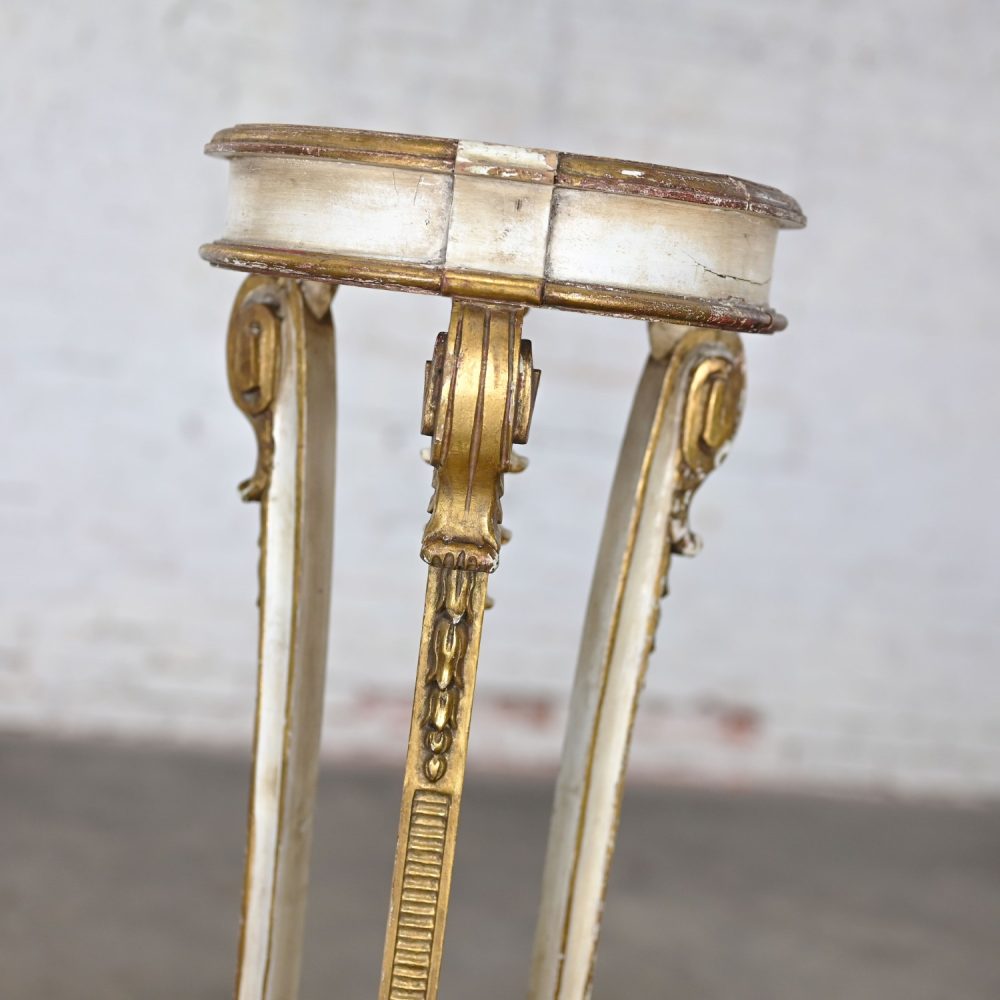 Late 19th-Early 20th Century Neoclassic Revival Distressed Tall Sculptural Plant Stand or Pedestal Table