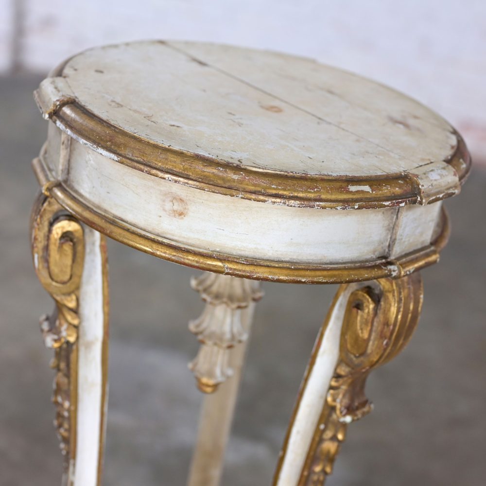 Late 19th-Early 20th Century Neoclassic Revival Distressed Tall Sculptural Plant Stand or Pedestal Table