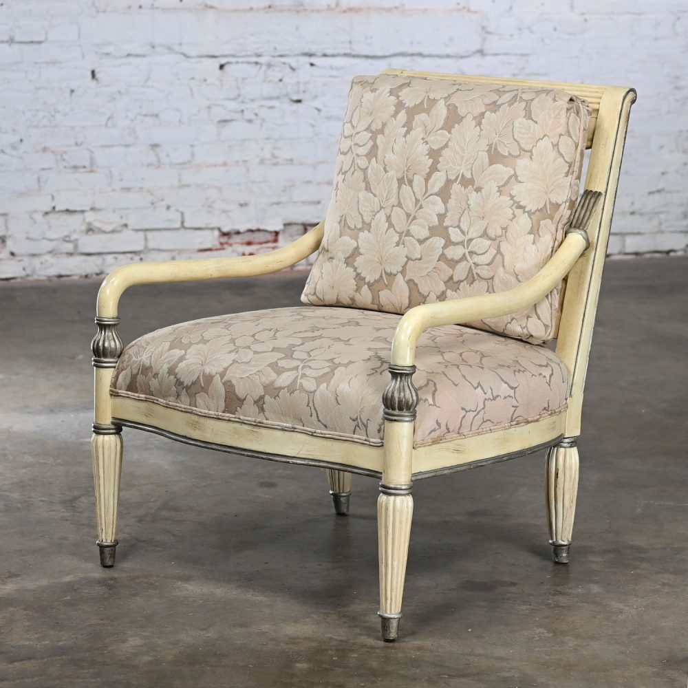 1980’s Neoclassic Large Scale Armchair w/Distressed Finish by Bernhardt from Vargas Fine Furniture