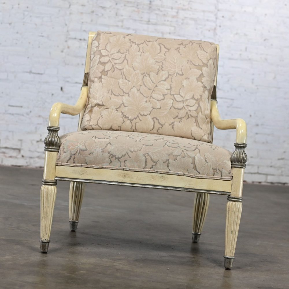 1980’s Neoclassic Large Scale Armchair w/Distressed Finish by Bernhardt from Vargas Fine Furniture