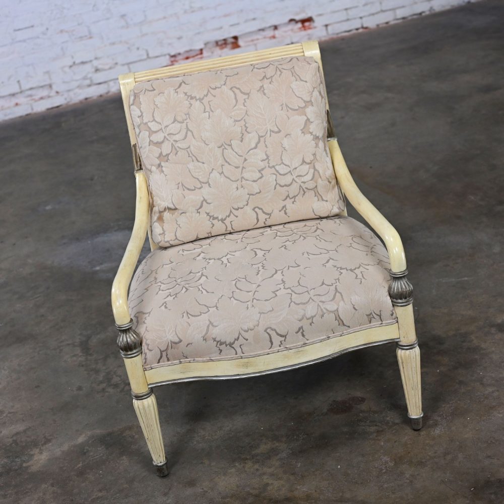 1980’s Neoclassic Large Scale Armchair w/Distressed Finish by Bernhardt from Vargas Fine Furniture