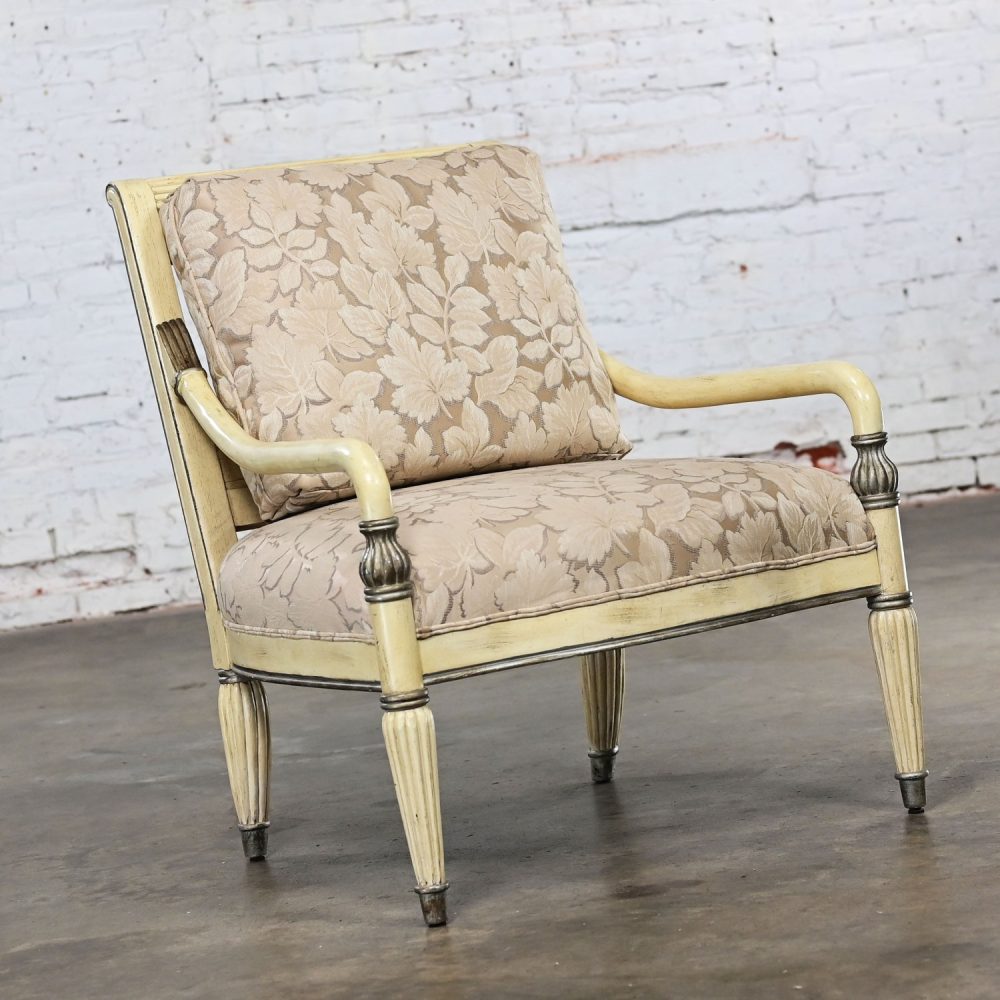 1980’s Neoclassic Large Scale Armchair w/Distressed Finish by Bernhardt from Vargas Fine Furniture