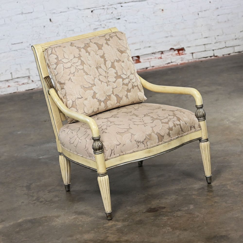 1980’s Neoclassic Large Scale Armchair w/Distressed Finish by Bernhardt from Vargas Fine Furniture