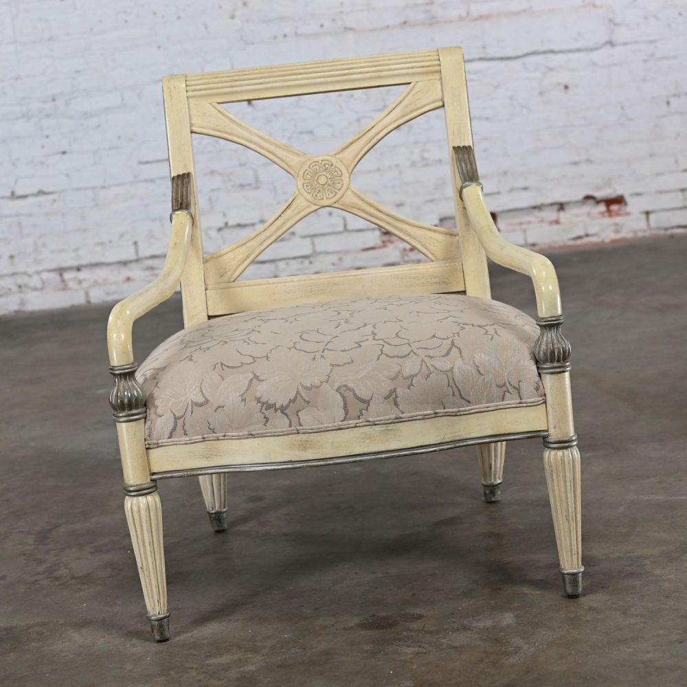 1980’s Neoclassic Large Scale Armchair w/Distressed Finish by Bernhardt from Vargas Fine Furniture