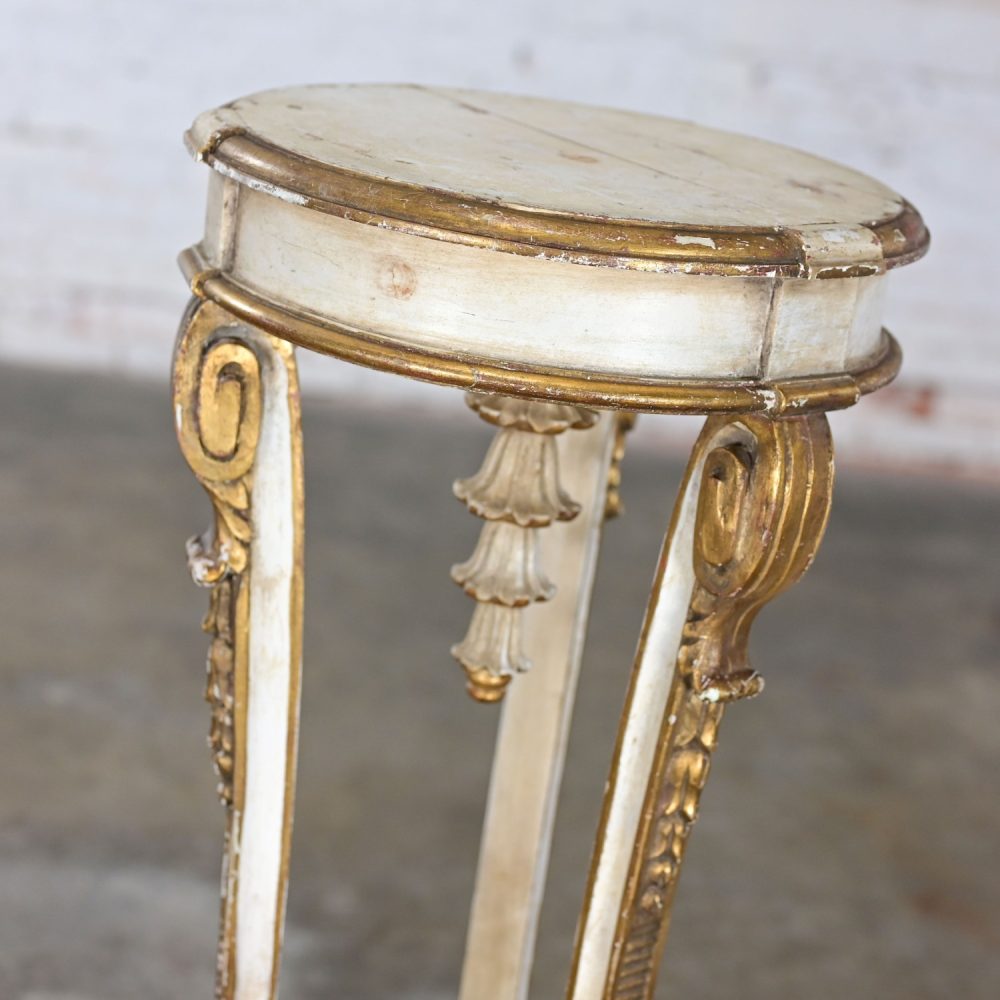 Late 19th-Early 20th Century Neoclassic Revival Distressed Tall Sculptural Plant Stand or Pedestal Table