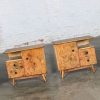 Early to Mid-20th Century Art Deco to MCM Low Asymmetrical Nightstands or End Tables a Pair