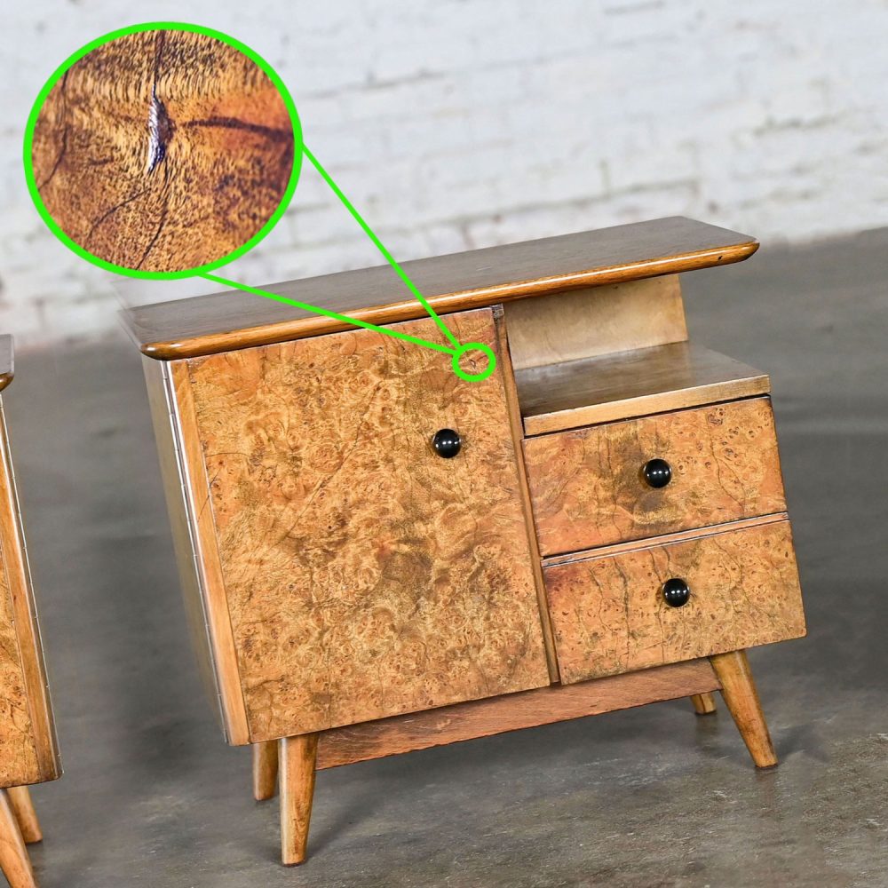 Early to Mid-20th Century Art Deco to MCM Low Asymmetrical Nightstands or End Tables a Pair