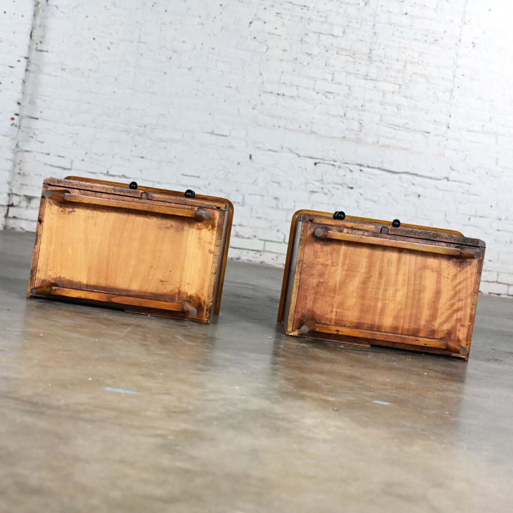 Early to Mid-20th Century Art Deco to MCM Low Asymmetrical Nightstands or End Tables a Pair