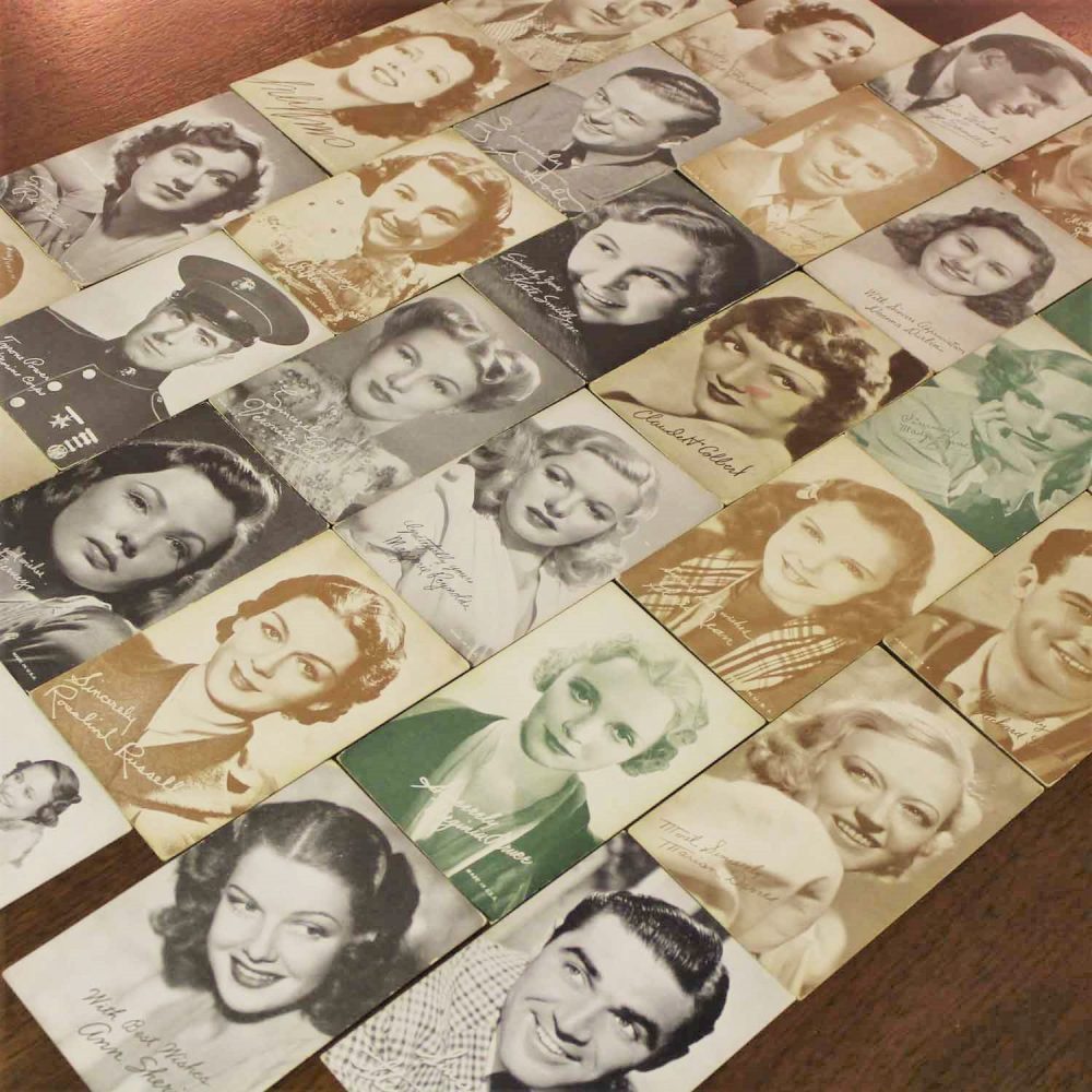 1930’s-1950’s Collection of 95 Vintage Movie Star Penny Arcade or Exhibit Trading Cards Wall Decor