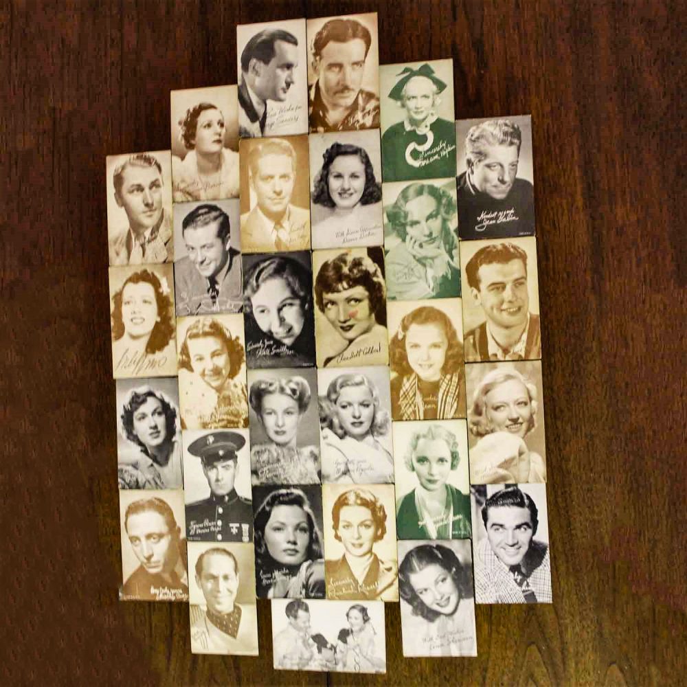 1930’s-1950’s Collection of 95 Vintage Movie Star Penny Arcade or Exhibit Trading Cards Wall Decor