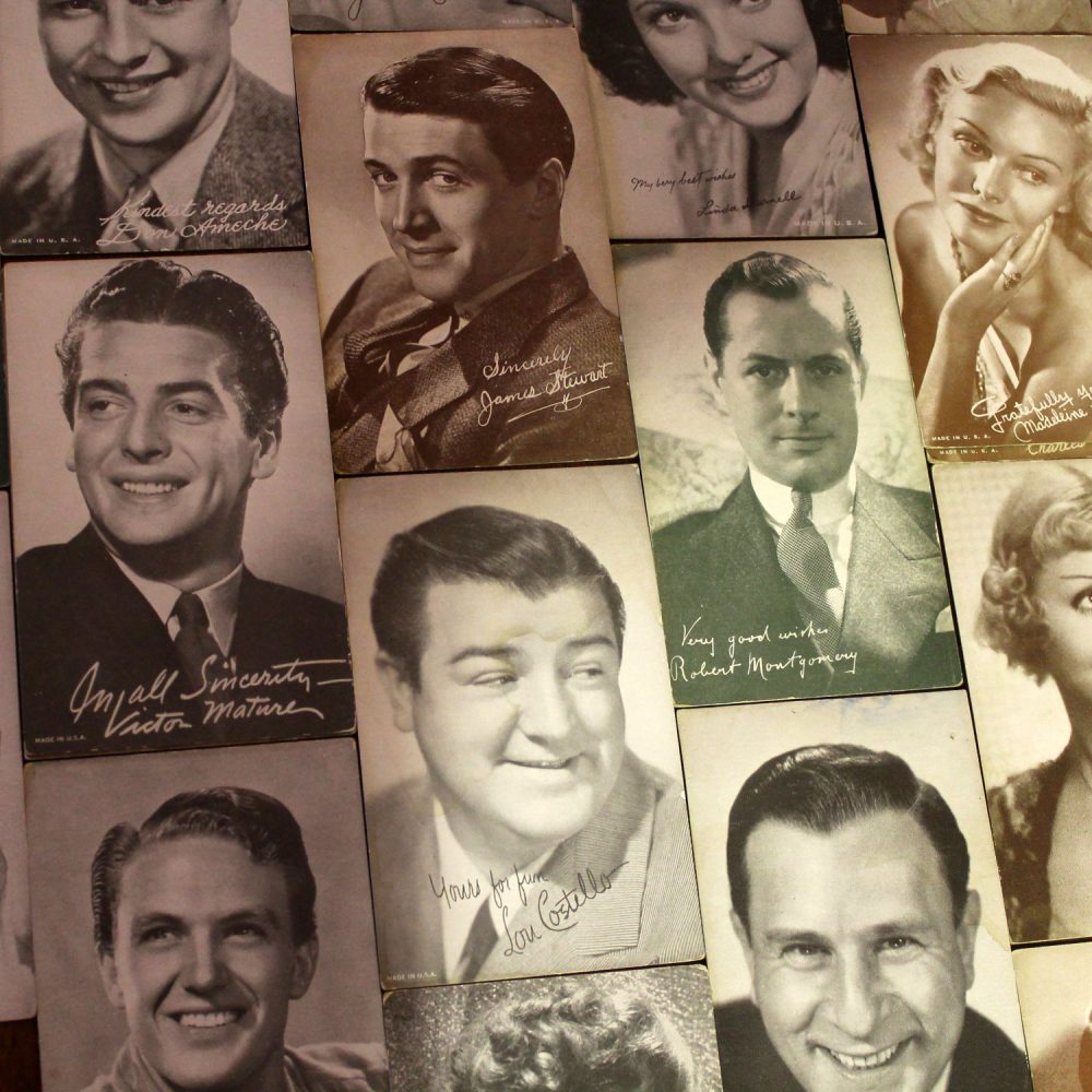 1930’s-1950’s Collection of 95 Vintage Movie Star Penny Arcade or Exhibit Trading Cards Wall Decor