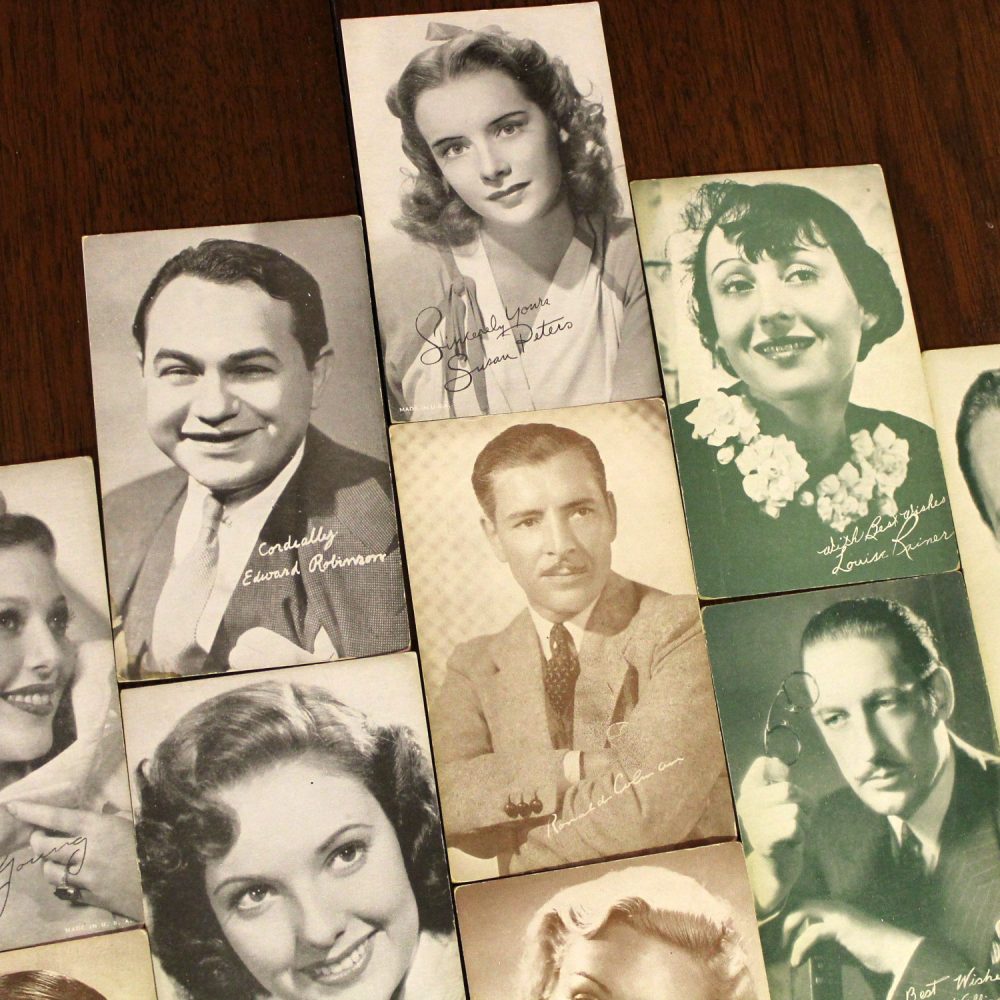 1930’s-1950’s Collection of 95 Vintage Movie Star Penny Arcade or Exhibit Trading Cards Wall Decor