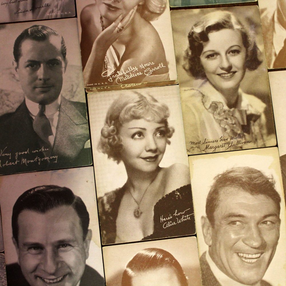 1930’s-1950’s Collection of 95 Vintage Movie Star Penny Arcade or Exhibit Trading Cards Wall Decor