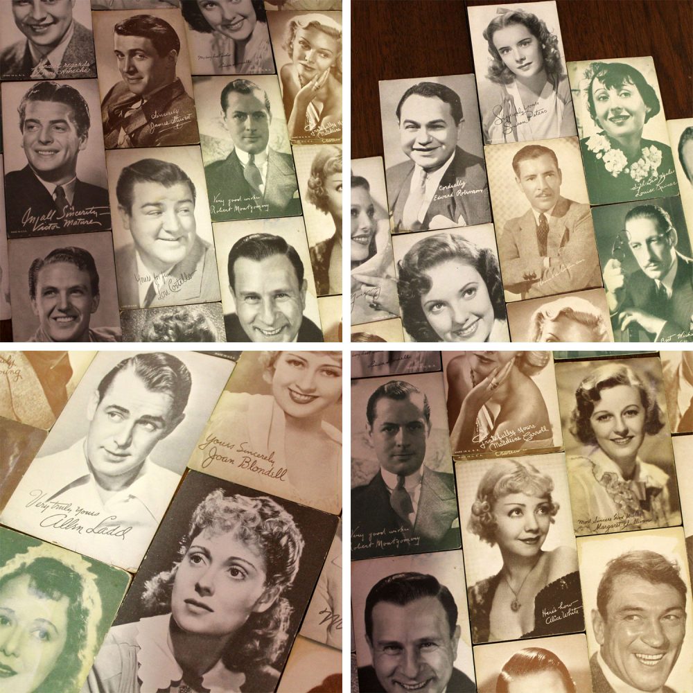 1930’s-1950’s Collection of 95 Vintage Movie Star Penny Arcade or Exhibit Trading Cards Wall Decor