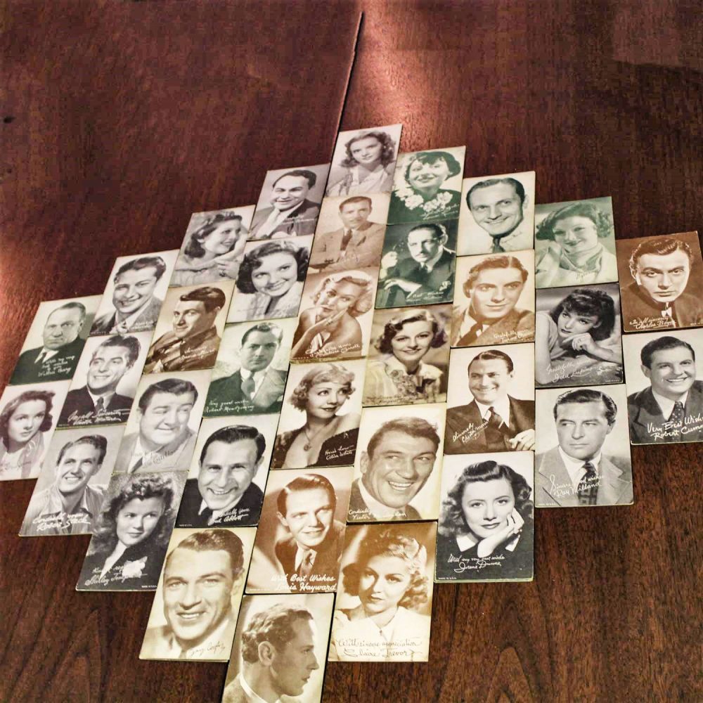 1930’s-1950’s Collection of 95 Vintage Movie Star Penny Arcade or Exhibit Trading Cards Wall Decor