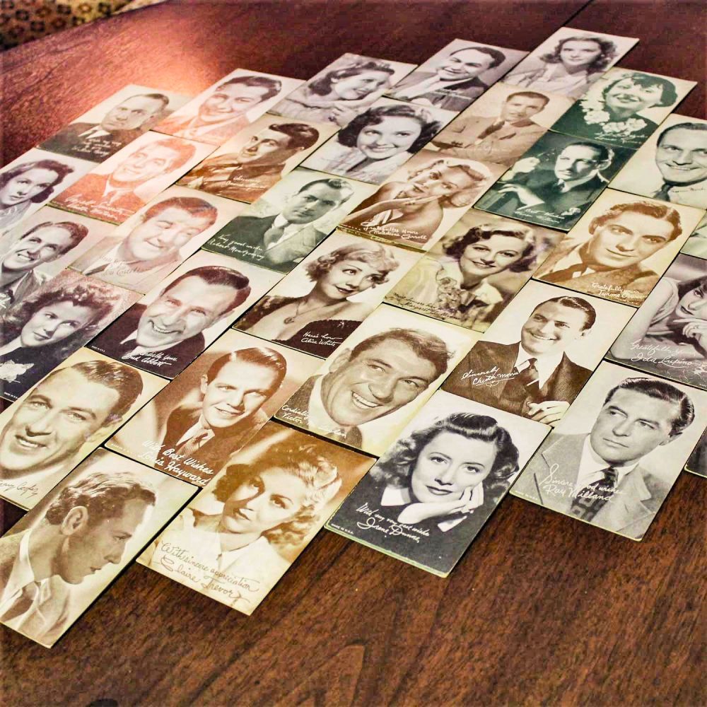 1930’s-1950’s Collection of 95 Vintage Movie Star Penny Arcade or Exhibit Trading Cards Wall Decor