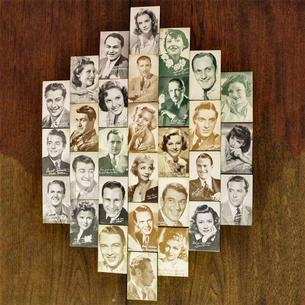 1930’s-1950’s Collection of 95 Vintage Movie Star Penny Arcade or Exhibit Trading Cards Wall Decor