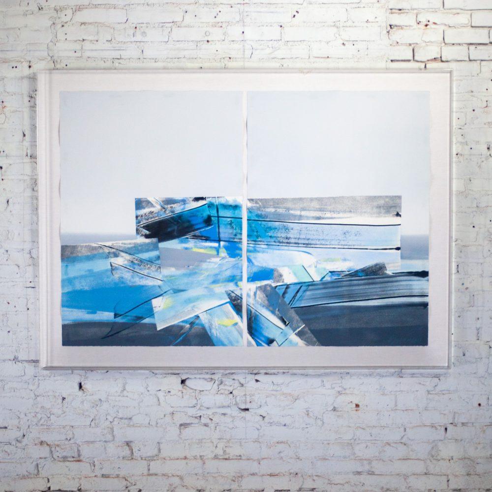 Late 20th Century Contemporary Abstract Mixed Media Large Scale 2D Diptych Paper Art by C. Robert Boreman