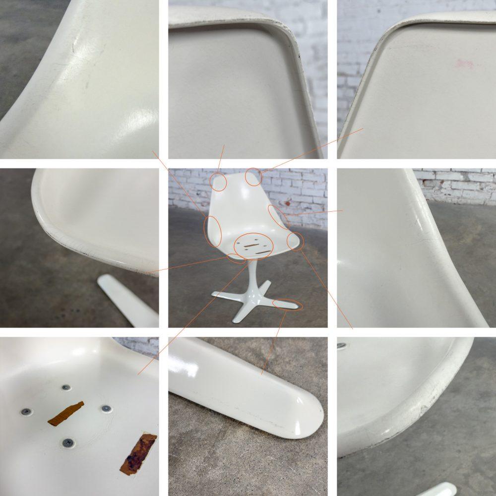 1 Mid-20th Century Mid Century Modern Tulip Side Chair White Shell & Black Cushions by Burke