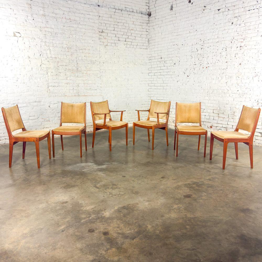 Mid-20th Century Scandinavian Modern Set of 6 Teak Dining Chairs by Uldum Mobelfabrik Attributed to Johannes Andersen