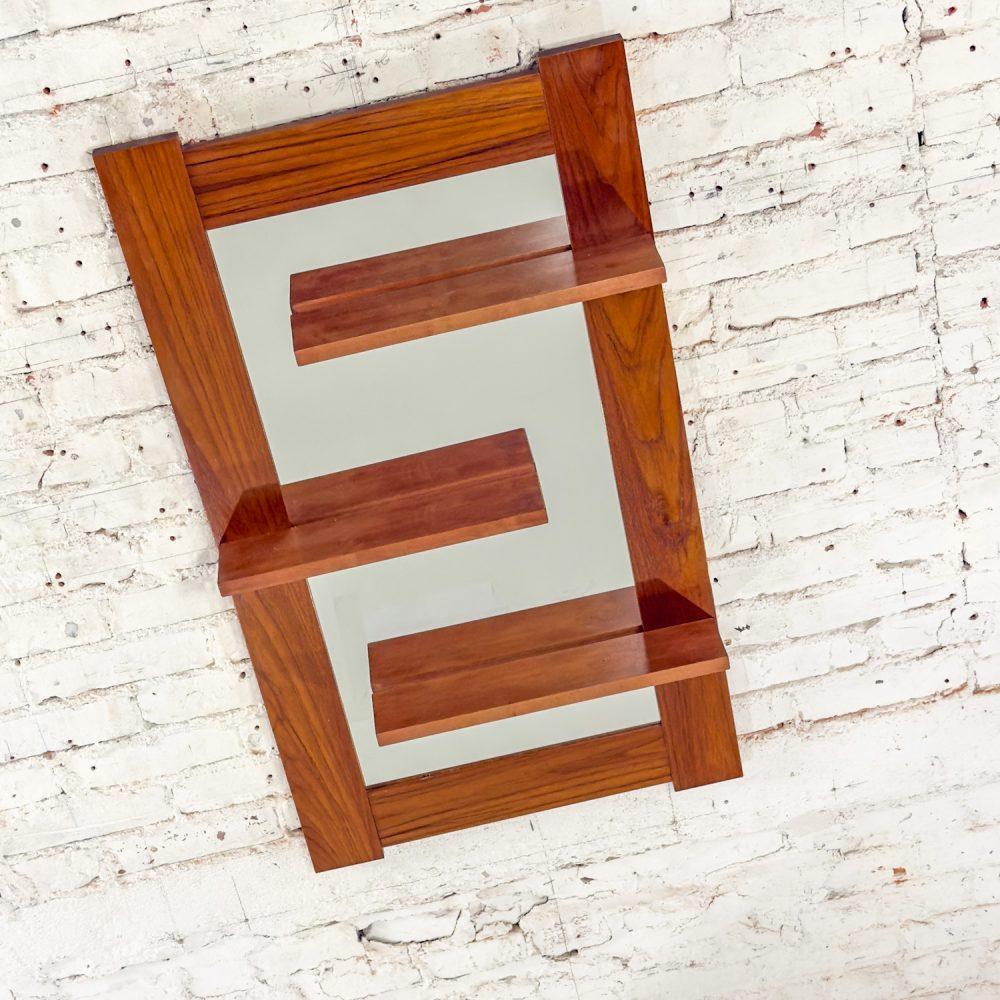Late-20th Century Scandinavian Modern Teak Rectangular Wall Mirror with Display Shelves