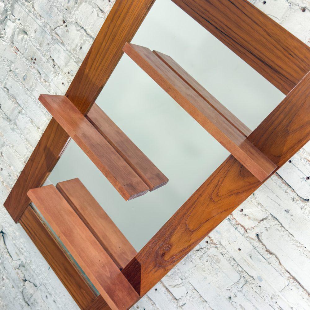 Late-20th Century Scandinavian Modern Teak Rectangular Wall Mirror with Display Shelves