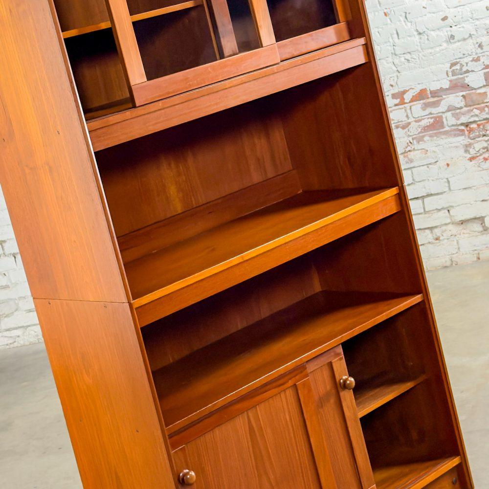 Mid-20th Century Scandinavian Modern Teak 2 Piece Display Cabinet Bookcase or Sideboard Made in Denmark