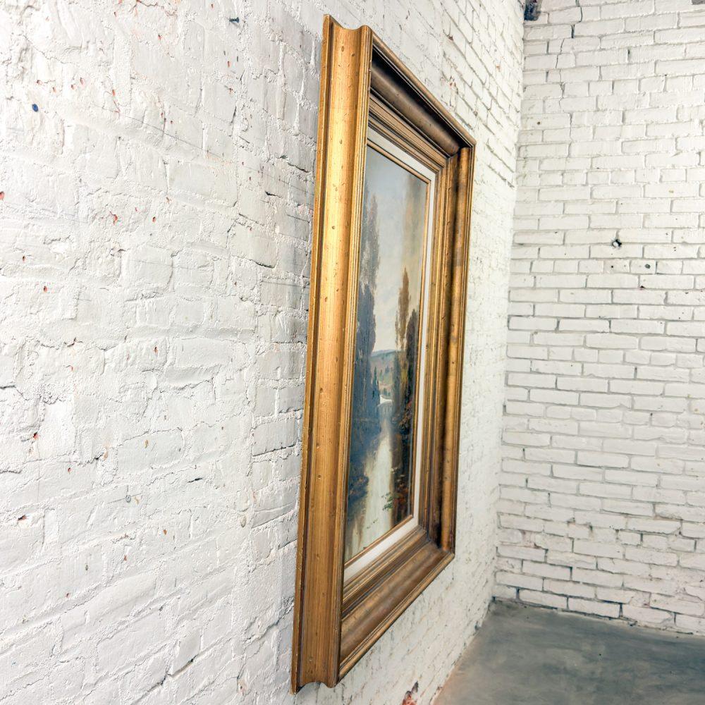 Late 20th Century Monumental Oil Landscape Painting in Ornate Gilded Frame Signed by Henry Kim