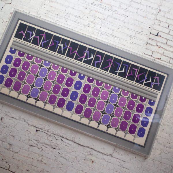 1984 Signed Abstract Geometric Large Scale 3D Origami Folded Paper Art Piece Purple Gray & White