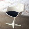 1 Mid-20th Century MCM Tulip Armchair with White Shell & Black Cushion by Burke, Inc.