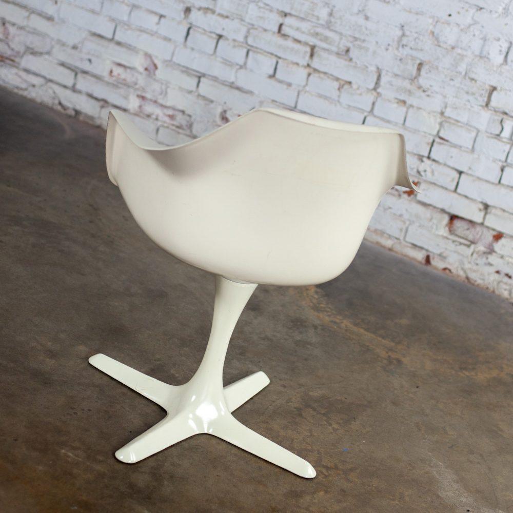 1 Mid-20th Century MCM Tulip Armchair with White Shell & Black Cushion by Burke, Inc.