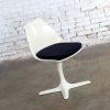 1 Mid-20th Century Mid Century Modern Tulip Side Chair White Shell & Black Cushions by Burke