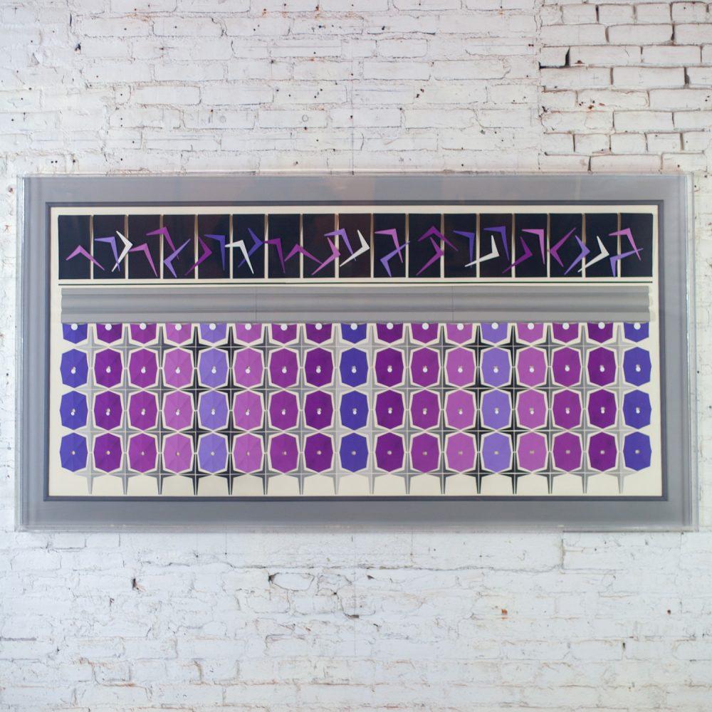 1984 Signed Abstract Geometric Large Scale 3D Origami Folded Paper Art Piece Purple Gray & White