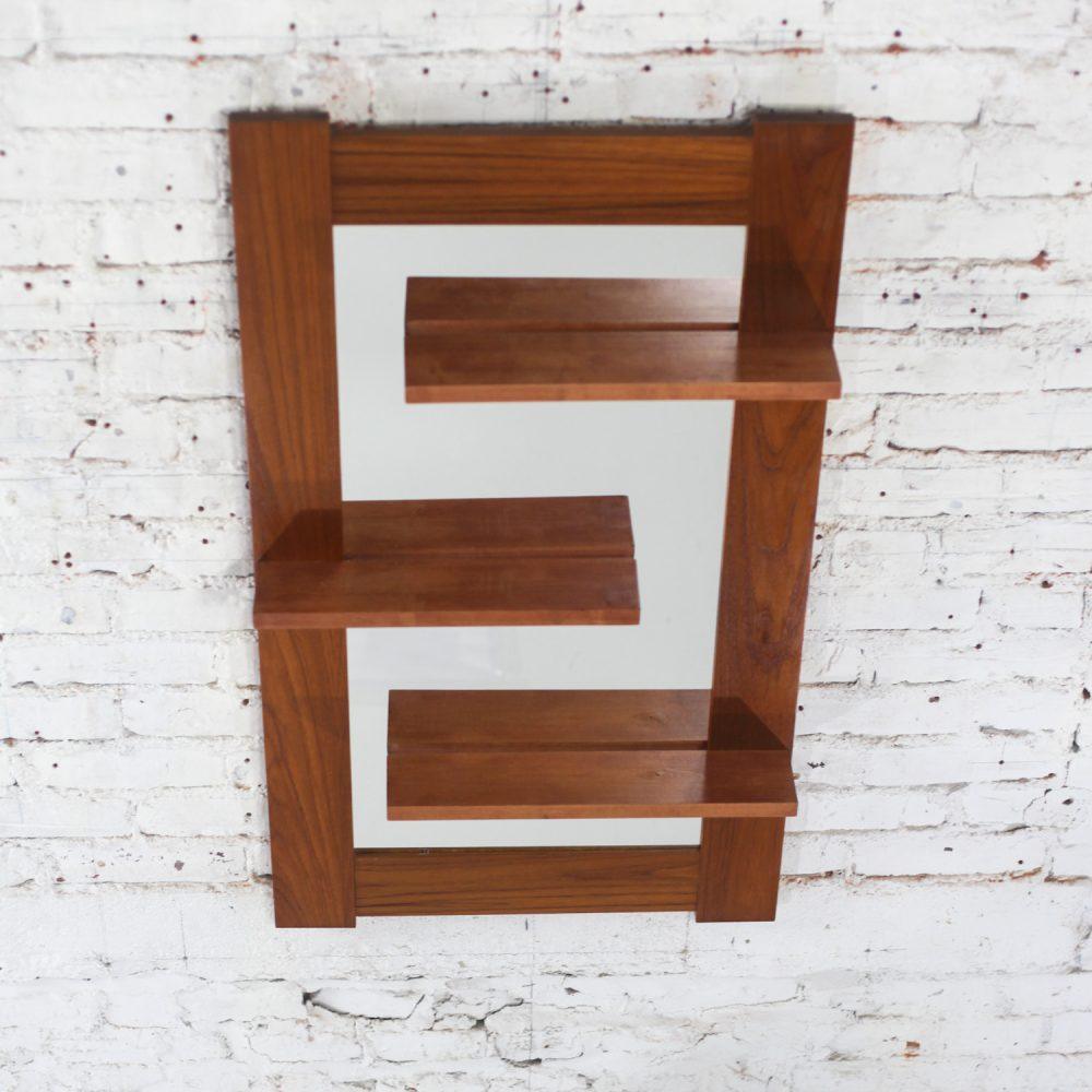 Late-20th Century Scandinavian Modern Teak Rectangular Wall Mirror with Display Shelves