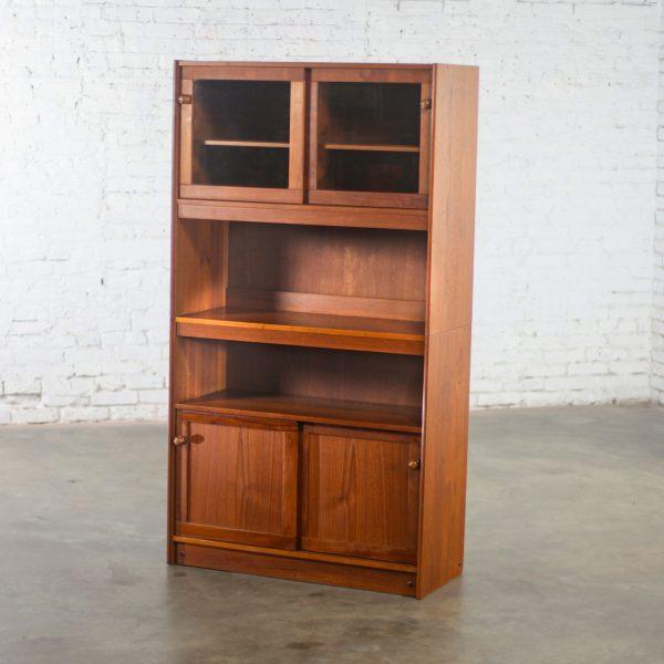Mid-20th Century Scandinavian Modern Teak 2 Piece Display Cabinet Bookcase or Sideboard Made in Denmark
