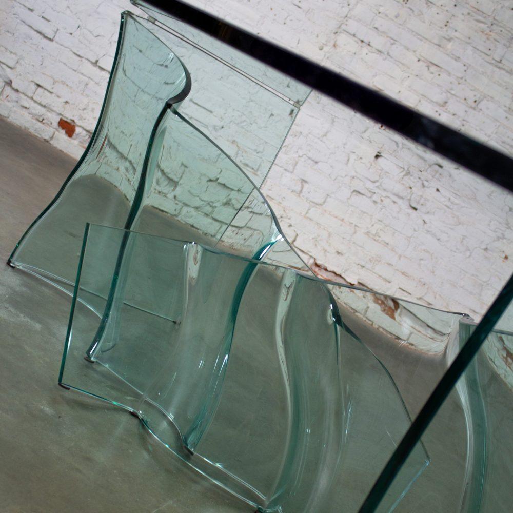 Late 20th Century Modern All Glass Sculptural Dining Table with Asymmetric Undulating Pedestal Base