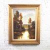 Late 20th Century Monumental Oil Landscape Painting in Ornate Gilded Frame Signed by Henry Kim