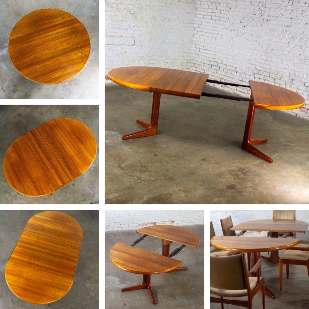 Mid-20th Century Scandinavian Modern Round to Oval Teak Expanding Dining Table Attributed to Gudme Mobelfabrik