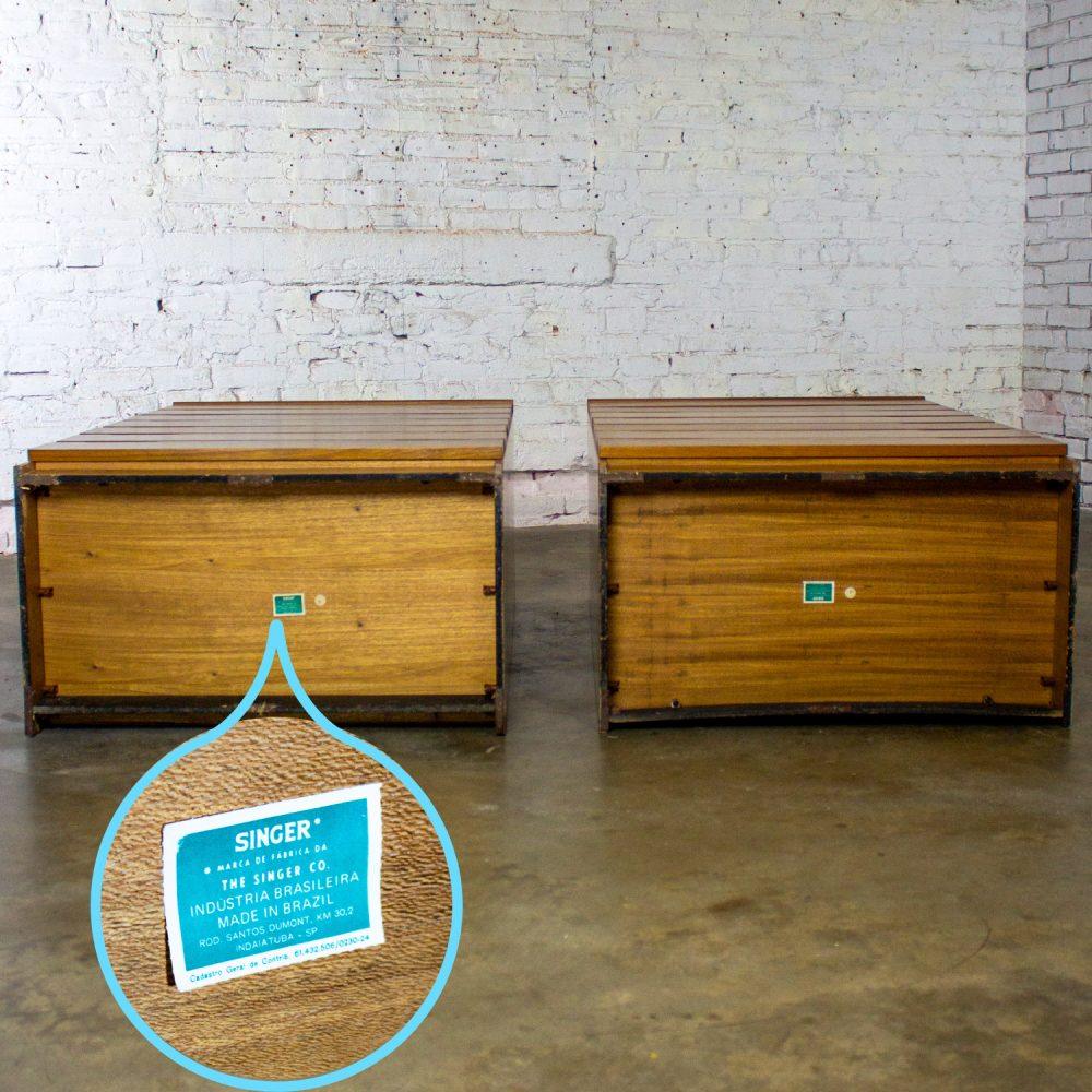 1950-1960 Mid-Century Modern Hardwood Chest of Drawers Made in Brazil by Singer a Pair