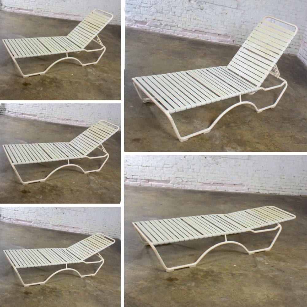 1950-1960’s Mid-Century Modern Tropitone Kahana Stackable Chaise Lounge w/Vinyl Straps & Aluminum Frame