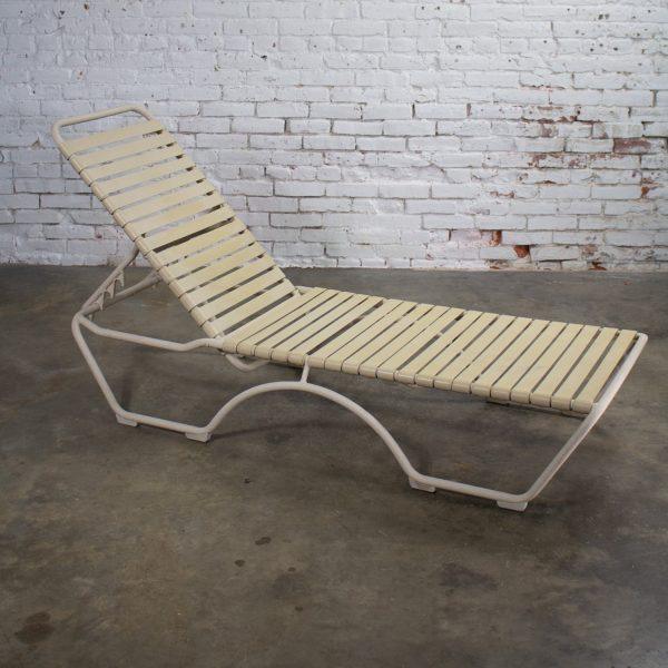 Late 20th Century Mid-Century Modern Tropitone Kahana Stackable Chaise Lounge w/Vinyl Straps & Aluminum Frame