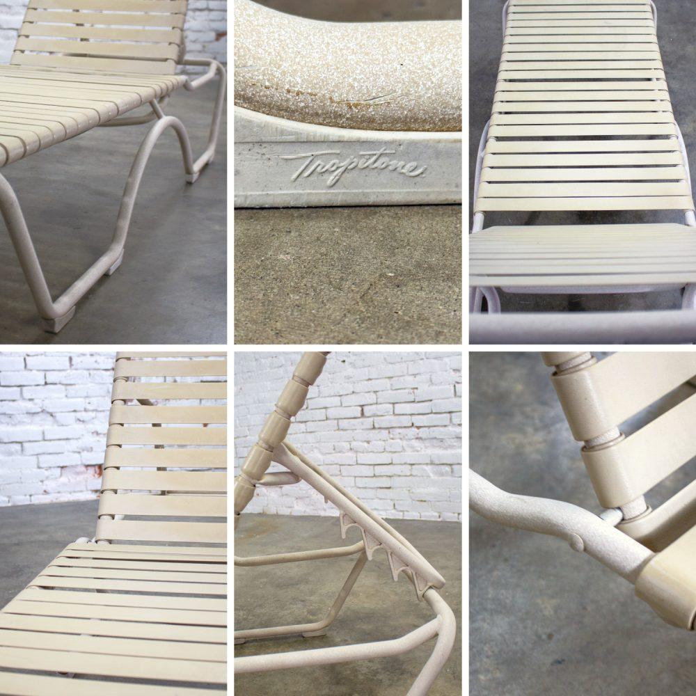 Late 20th Century Mid-Century Modern Tropitone Kahana Stackable Chaise Lounge w/Vinyl Straps & Aluminum Frame