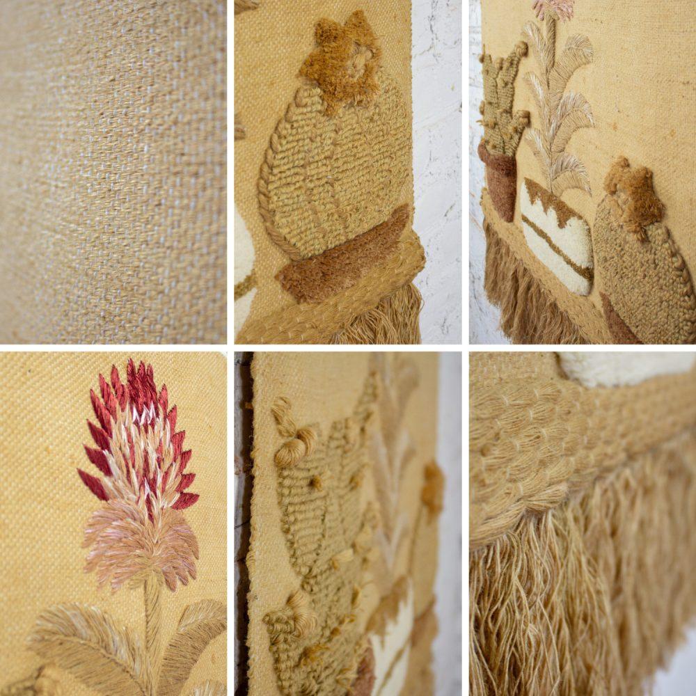1989 Bohemian Modern Macrame Textile Woven I.C.A. Cactus Wall Hanging in the Style of Don Freedman