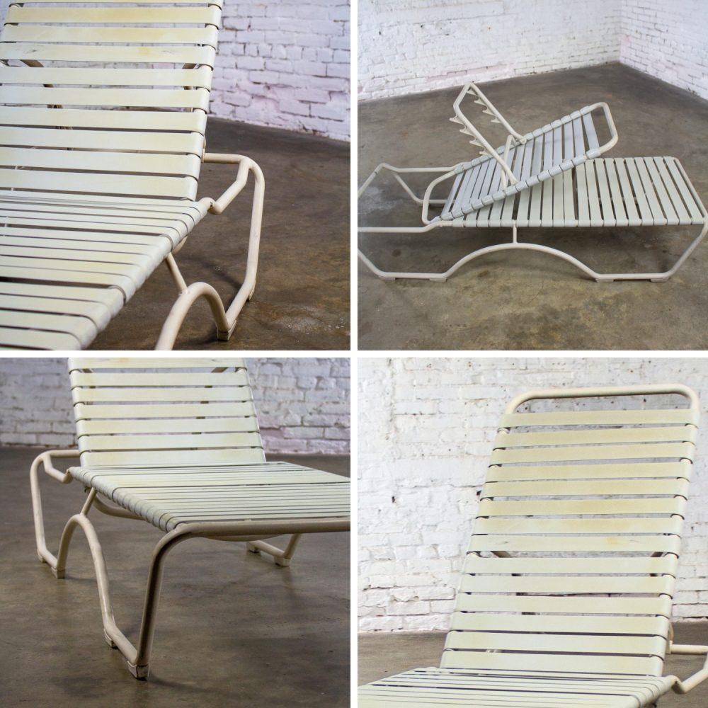 1950-1960’s Mid-Century Modern Tropitone Kahana Stackable Chaise Lounge w/Vinyl Straps & Aluminum Frame